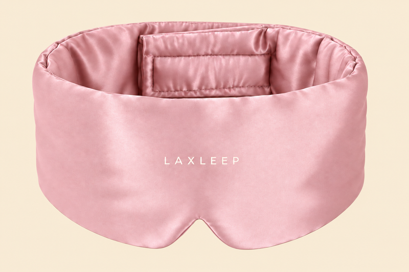 LAXLEEP mask pink product on warm cream background